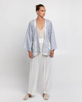 KIMONO SHORT FEATHER BELT- LIGHT GREY/CHAMPAGNE