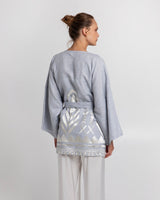 KIMONO SHORT FEATHER BELT- LIGHT GREY/CHAMPAGNE