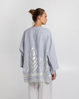 KIMONO SHORT FEATHER BELT- LIGHT GREY/CHAMPAGNE
