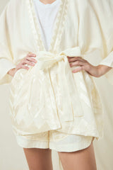 KIMONO SHORT FEATHER BELT- LIGHT NATURAL/CHAMPAGNE