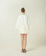 KIMONO SHORT FEATHER BELT- LIGHT NATURAL/CHAMPAGNE
