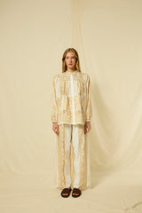 PANTS CLASSIC TRIANGLE SIDE SLITS - WHITE/GOLD