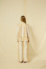 PANTS CLASSIC TRIANGLE SIDE SLITS - WHITE/GOLD