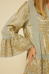 DRESS SHORT CLASSIC TRIANGLE RUFFLES  - STONE/GOLD