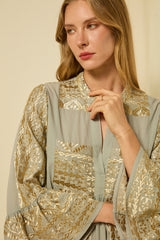 DRESS SHORT CLASSIC TRIANGLE RUFFLES  - STONE/GOLD