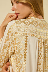 DRESS SHORT CLASSIC TRIANGLE RUFFLES  - WHITE/GOLD