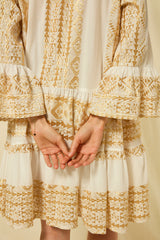 DRESS SHORT CLASSIC TRIANGLE RUFFLES  - WHITE/GOLD