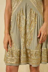 DRESS SHORT CLASSIC TRIANGLE SLEEVELESS - STONE/GOLD