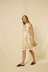 DRESS SHORT CLASSIC TRIANGLE SLEEVELESS - WHITE/GOLD