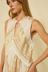 DRESS SHORT CLASSIC TRIANGLE SLEEVELESS - WHITE/GOLD