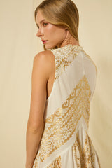 DRESS SHORT CLASSIC TRIANGLE SLEEVELESS - WHITE/GOLD