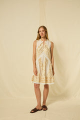 DRESS SHORT CLASSIC TRIANGLE SLEEVELESS - WHITE/GOLD