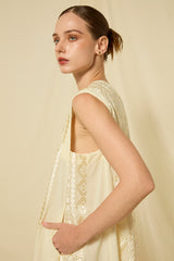 DRESS LONG CLASSIC TRIANGLE SLEEVELESS BELT - NATURAL/CHAMPAGNE