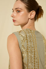 DRESS LONG CLASSIC TRIANGLE SLEEVELESS BELT - STONE/GOLD