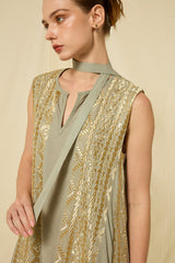 DRESS LONG CLASSIC TRIANGLE SLEEVELESS BELT - STONE/GOLD