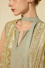 DRESS LONG CLASSIC TRIANGLE SLEEVELESS BELT - STONE/GOLD