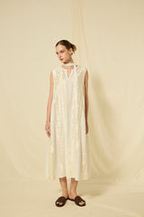 DRESS LONG CLASSIC TRIANGLE SLEEVELESS BELT - WHITE/CHAMPAGNE