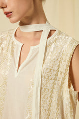 DRESS LONG CLASSIC TRIANGLE SLEEVELESS BELT - WHITE/CHAMPAGNE