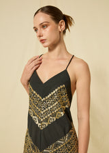 DRESS MAXI CLASSIC TRIANGLE CROSS STRAPS - BLACK/GOLD