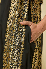 DRESS MAXI CLASSIC TRIANGLE STRAPLESS RUFFLES - BLACK/GOLD