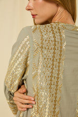 DRESS MINI CLASSIC TRIANGLE BELL SLEEVE - STONE/GOLD