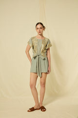 TOP CROP CLASSIC TRIANGLE WRAP TIES - STONE/GOLD