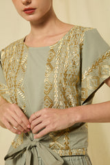 TOP CROP CLASSIC TRIANGLE WRAP TIES - STONE/GOLD
