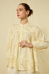 SHIRT CLASSIC TRIANGLE L/S RUFFLES  - NATURAL/CHAMPAGNE