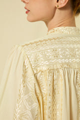 SHIRT CLASSIC TRIANGLE L/S RUFFLES  - NATURAL/CHAMPAGNE