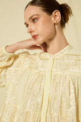 SHIRT CLASSIC TRIANGLE L/S RUFFLES  - NATURAL/CHAMPAGNE