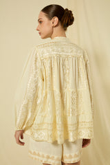 SHIRT CLASSIC TRIANGLE L/S RUFFLES  - NATURAL/CHAMPAGNE