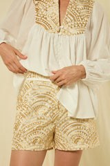 SHORTS NEW TRIANGLE ATTACHED BELT - WHITE/GOLD