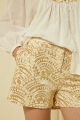 SHORTS NEW TRIANGLE ATTACHED BELT - WHITE/GOLD