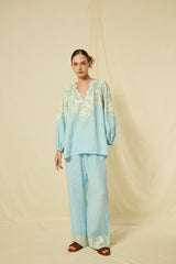 PANTS NEW TRIANGLE ELASTIC WAISTBAND  - CIEL/CHAMPAGNE