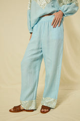 PANTS NEW TRIANGLE ELASTIC WAISTBAND  - CIEL/CHAMPAGNE