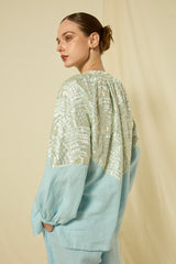 BLOUSE NEW TRIANGLE PUFFY L/S  - CIEL/CHAMPAGNE