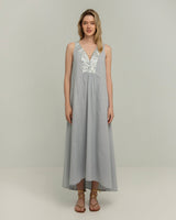 DRESS MAXI NEW TRIANGLE - LIGHT GREY/CHAMPAGNE