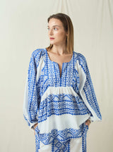 BLOUSE CLASSIC TRIANGLE - WHITE/BLUE