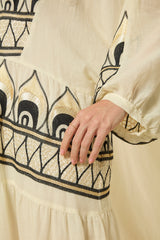 DRESS MAXI PHOENIX L/S GATHERINGS - NATURAL/BLACK