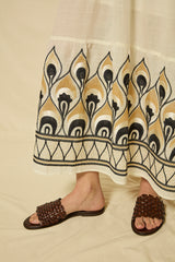 DRESS MAXI PHOENIX L/S GATHERINGS - NATURAL/BLACK