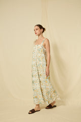 DRESS LONG BLOSSOM STRAPS - WHITE/MULTI