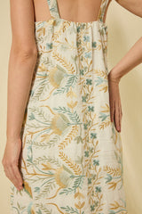 DRESS LONG BLOSSOM STRAPS - WHITE/MULTI
