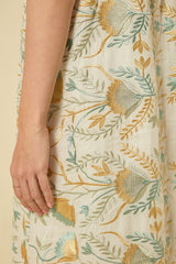 DRESS LONG BLOSSOM STRAPS - WHITE/MULTI