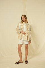 SHORTS GRAPE ELASTIC WAISTBAND - WHITE/GOLD
