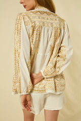 SHORTS GRAPE ELASTIC WAISTBAND - WHITE/GOLD