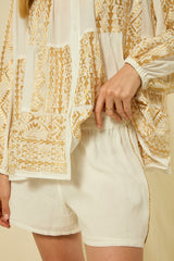 SHORTS GRAPE ELASTIC WAISTBAND - WHITE/GOLD