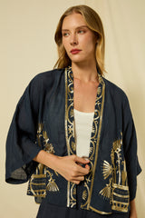 KIMONO SHORT CRETE  - NAVY/GOLD