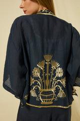 KIMONO SHORT CRETE  - NAVY/GOLD