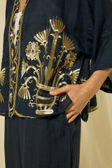 KIMONO SHORT CRETE  - NAVY/GOLD