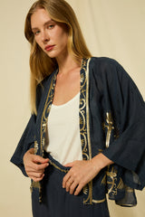 KIMONO SHORT CRETE  - NAVY/GOLD